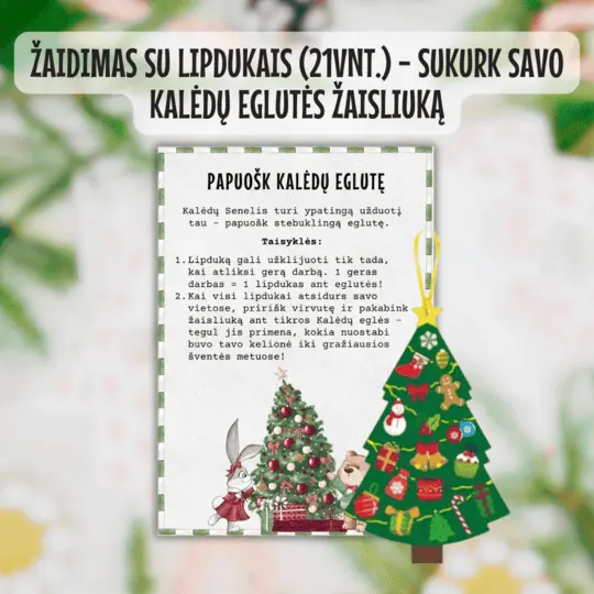 Kaledinis lipduku zaidimas Kalėdinis lipdukų žaidimas