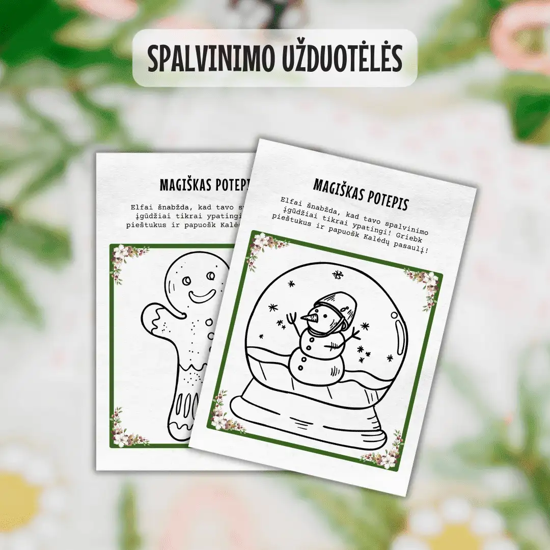 Kalėdinės Spalvinimo užduotėlės